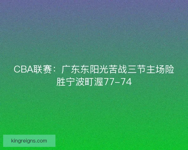 CBA联赛：广东东阳光苦战三节主场险胜宁波町渥77-74